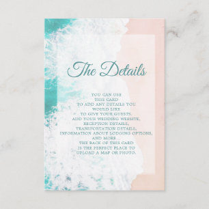 Carte D'accompagnement Turquoise White Beach Ocean Détails du Mariage