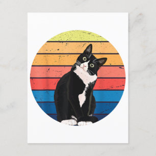 Carte D'accompagnement Tuxedo Chat Cadeau Couleurs rétro pour Amoureux de