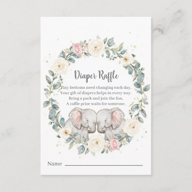 Carte D'accompagnement Twin Baby Shower Diaper Raffle Card – Watercolor (Devant)