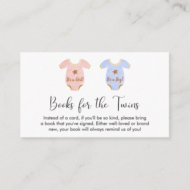 Carte D'accompagnement Twin Boy Girl Books For Baby shower (Devant)
