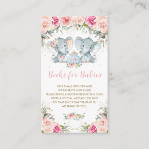 Carte D'accompagnement Twin Boy Girl Elephant Rose Floral Tea Apporter de