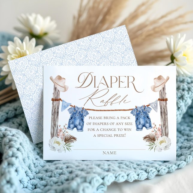 Carte D'accompagnement Twin Buckaroos Cowboys Blue Western Diaper Raffle (Twin Buckaroos Cowboys Blue Western Diaper Raffle Enclosure Card)