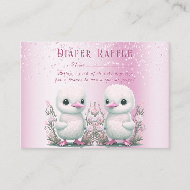 Carte D'accompagnement Twin Ducks Baby shower Floral rose (Devant)