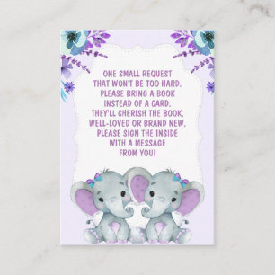 Carte D'accompagnement Twin Elephants Demande de réservation Girl Baby Sh
