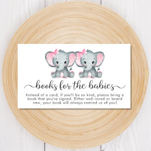 Carte D'accompagnement Twin Girls Elephant Livres Pour Baby shower