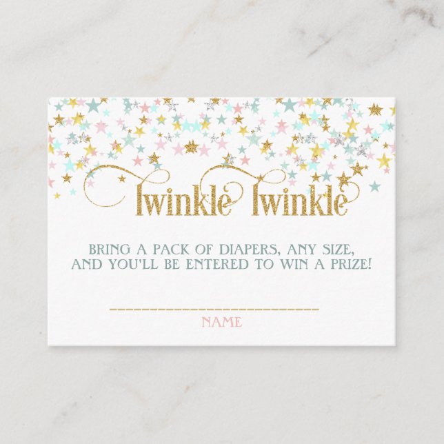 Carte D'accompagnement Twinkle Little Star Baby shower Déchets Raffle (Devant)