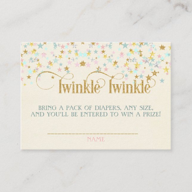 Carte D'accompagnement Twinkle Little Star Baby shower Déchets Raffle (Devant)