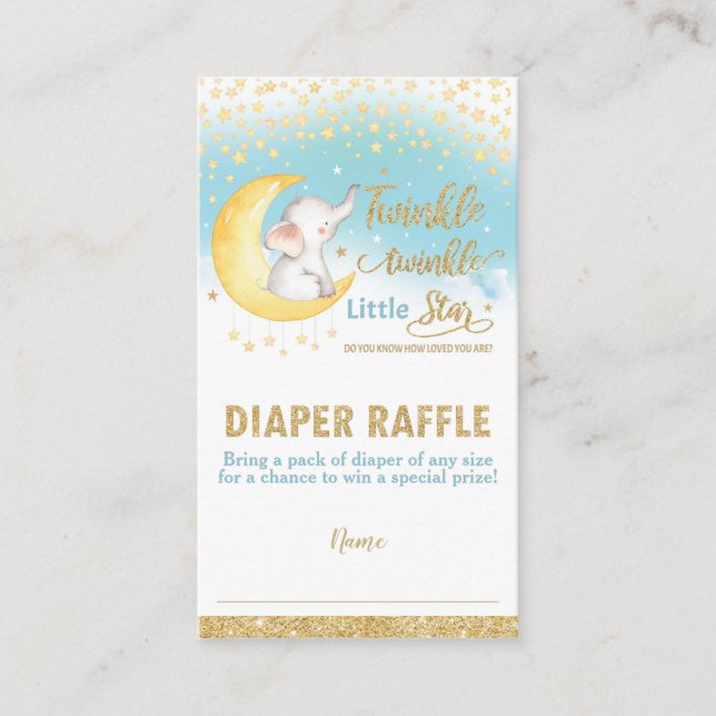 Carte D'accompagnement Twinkle Little Star Elephant Boy Diaper Raffle (Devant)