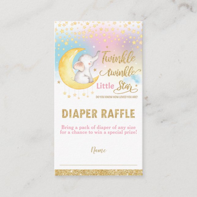 Carte D'accompagnement Twinkle Little Star Elephant Girl Diaper Raffle (Devant)