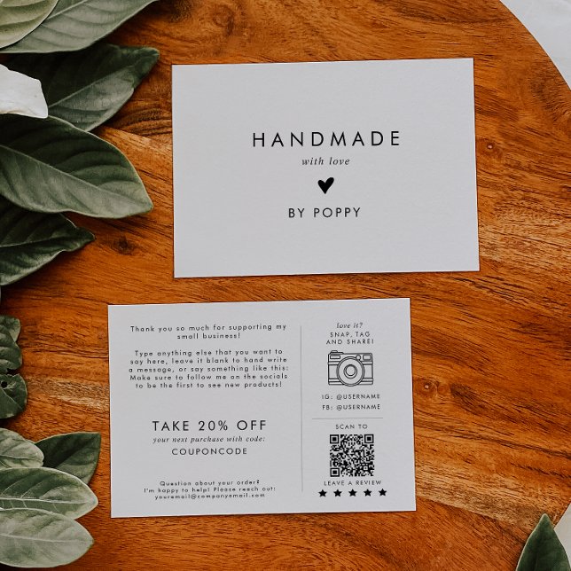 Carte D'accompagnement Typographie chic fait à la main avec Merci d'amour (Créateur téléchargé)