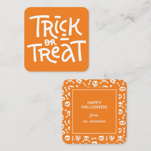 Carte D'accompagnement Typographie Cute Moderne Tri Ou Traiter Halloween (Devant / Derrière)