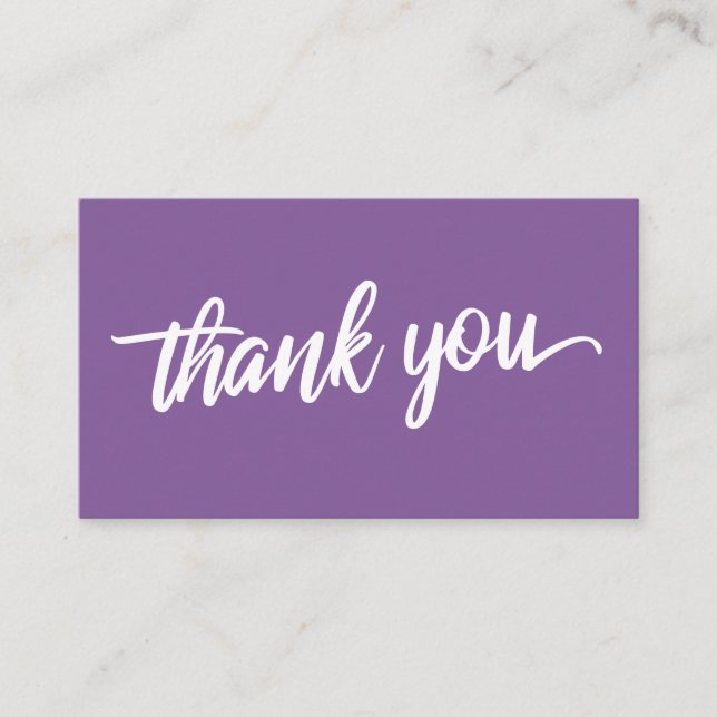 Carte D'accompagnement Typographie de script minimale Merci violet (Devant)
