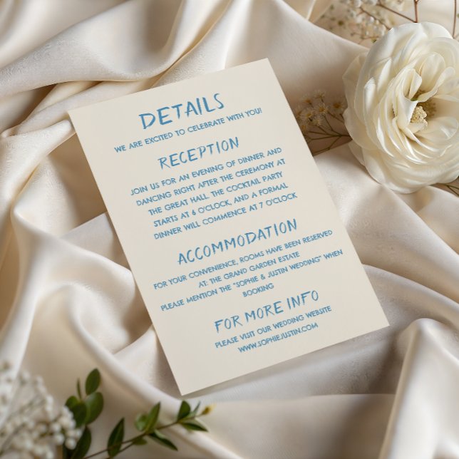 Carte D'accompagnement Typographie élégante de mariage en écriture bleue  (Créateur téléchargé)