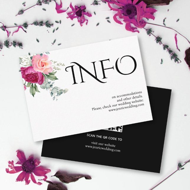 Carte D'accompagnement Typographie, eucalyptus, fleurs roses roses détail (Créateur téléchargé)