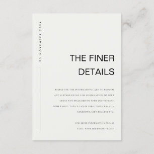 CARTE D'ACCOMPAGNEMENT TYPOGRAPHIE MINIMALE NOIR BLANC DÉTAILS DE MARIAGE