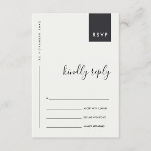 CARTE D'ACCOMPAGNEMENT TYPOGRAPHIE MINIMALE SCANDI NOIR BLANC RSVP DE MAR
