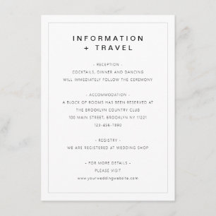 Carte D'accompagnement Typographie minimaliste moderne Détails du Mariage