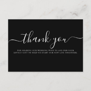 Carte D'accompagnement Typographie noir blanc moderne Mariage Merci