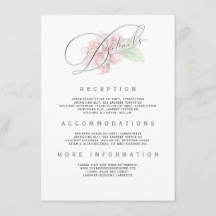 Carte D'accompagnement Typographie rose pâle Information du Mariage
