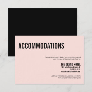 Carte D'accompagnement Typographie rose simple Mariage Hébergements