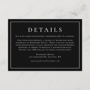 Carte D'accompagnement Typographie simple Noir Formel Détails du Mariage