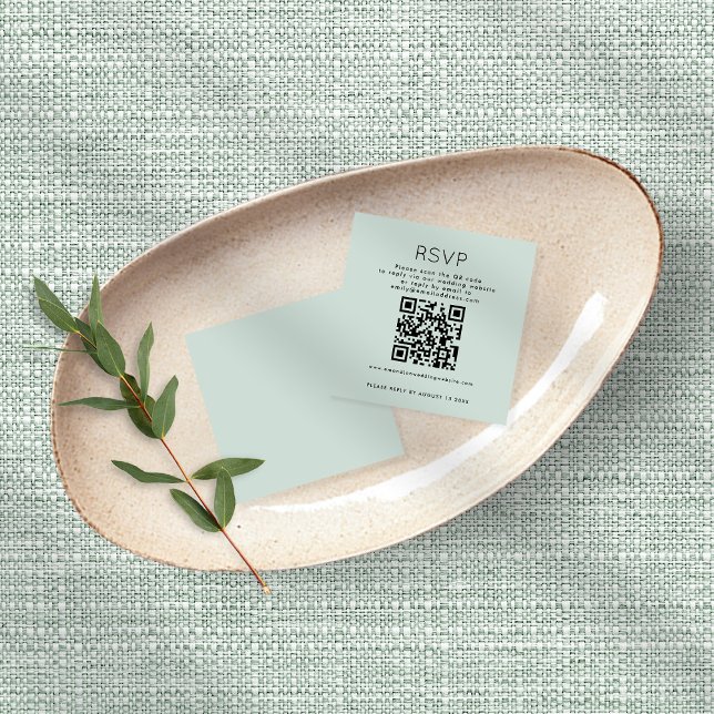 Carte D'accompagnement Typographie simple QR Code Mint Wedding RSVP (Créateur téléchargé)