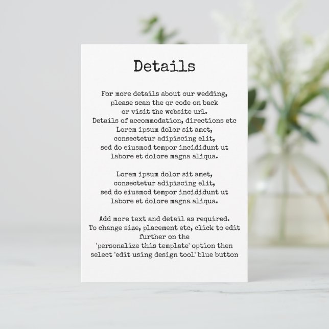 Carte D'accompagnement Typographie simple Rétro Détails de la typographie (Debout devant)