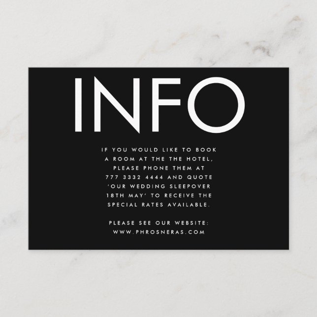 Carte D'accompagnement Ultra Modern Big Bold Names Détails Mariage (Devant)