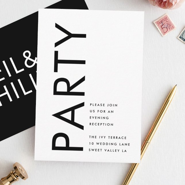 Carte D'accompagnement Ultra Moderne Gras Noms Noir Mariage Réception (Créateur téléchargé)