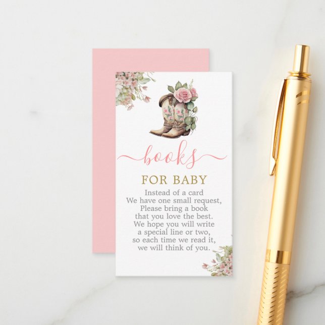 Carte D'accompagnement Un Baby shower de petite fille livre pour bébé (Devant/Arrière en situation)