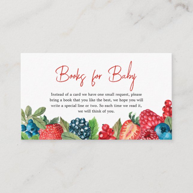 Carte D'accompagnement Un Baby shower doux Berry Livres pour bébé (Devant)