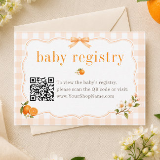 Carte D'accompagnement Un code QR de registre de Baby Shower pour un peti