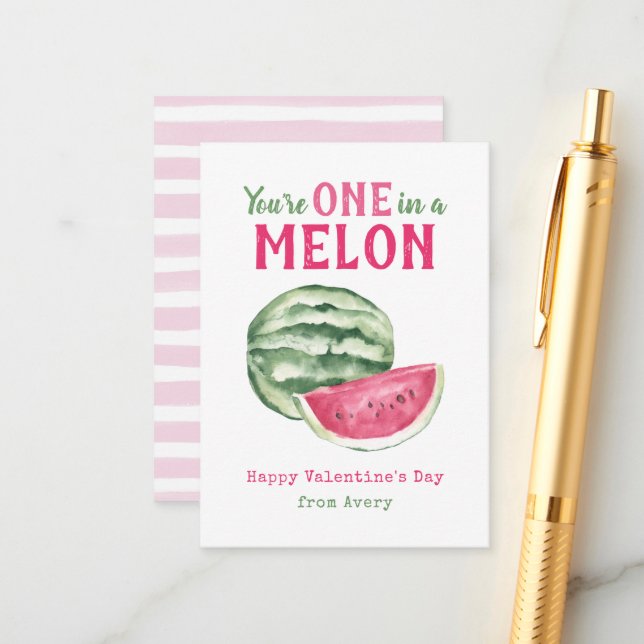 Carte D'accompagnement Un dans une salle de classe Melon Kids Valentine's (Devant/Arrière en situation)