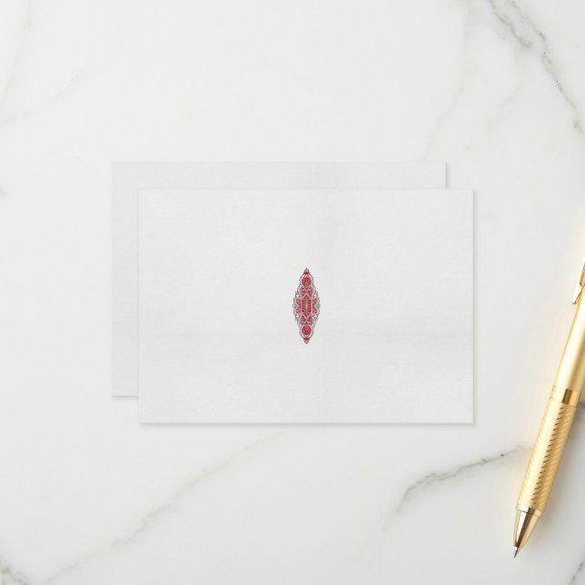 Carte D'accompagnement un design de motif rouge et blanc (Devant/Arrière en situation)