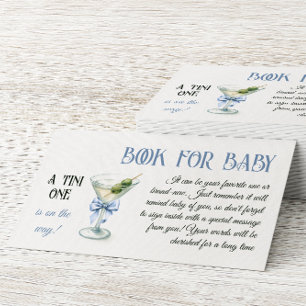 Carte D'accompagnement Un livre à nœud papillon bleu Tini One Martini pou