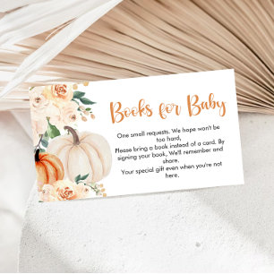 Carte D'accompagnement Un livre pour la fête prénatale de bébé citrouille