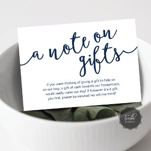 Carte D'accompagnement Un mot sur les cadeaux, Somme d'argent souhaitée p