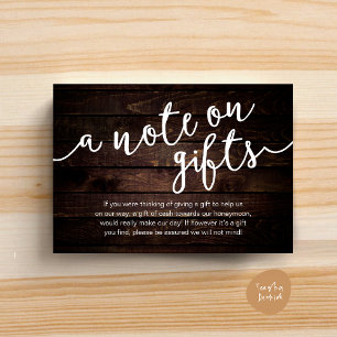 Carte D'accompagnement Un mot sur les cadeaux, Somme souhaitée pour la ca