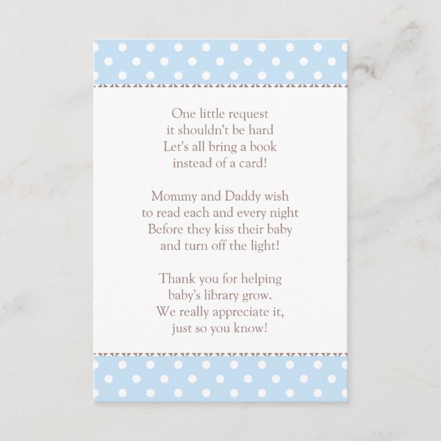 Carte D'accompagnement Un Petit Baby shower Bleu Demande (Devant)