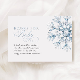 Carte D'accompagnement Un petit Baby shower bleu flocon de neige Livres p