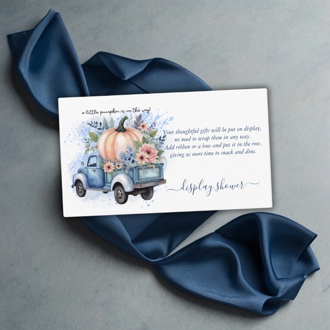 Carte D'accompagnement Un petit Baby shower d'aquarelle bleu de camion Ci (Créateur téléchargé)