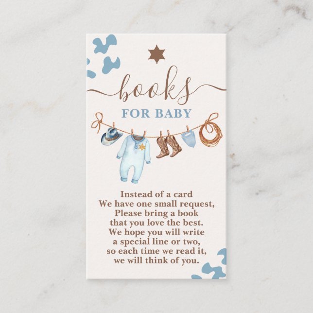 Carte D'accompagnement Un petit Baby shower de Cowboy Livres pour bébé (Devant)