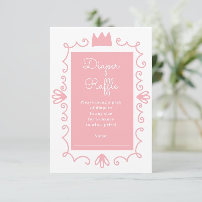 Carte D'accompagnement Un petit Baby shower de fille rose moderne Princes (Debout devant)