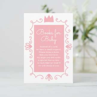 Carte D'accompagnement Un petit Baby shower de fille rose moderne Princes