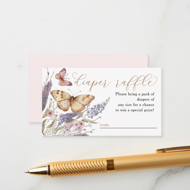 Carte D'accompagnement Un petit Baby shower papillon Déchets (Devant/Arrière en situation)