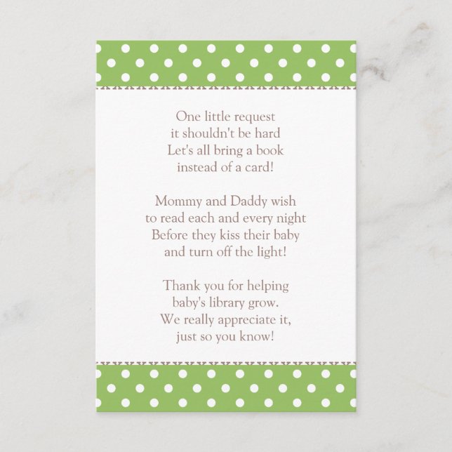 Carte D'accompagnement Un Petit Baby shower Vert Demander (Devant)