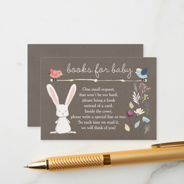 Carte D'accompagnement Un Petit Bunny Livres Pour Demande De Livre Bébé (Devant/Arrière en situation)