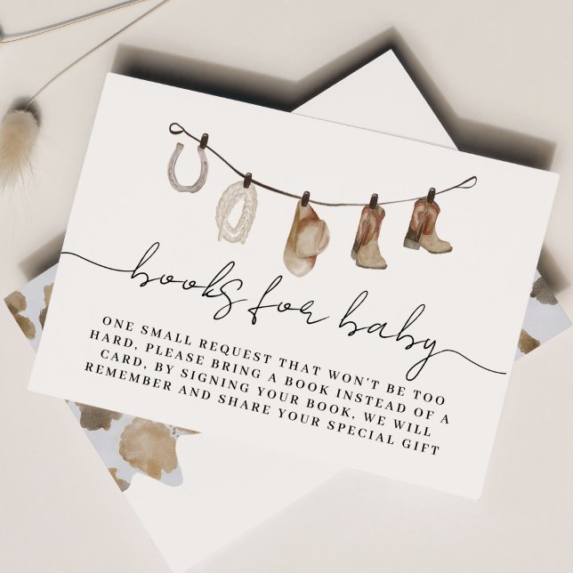Carte D'accompagnement Un petit cow-boy livres pour bébé (books for baby request card for cowboy baby shower)