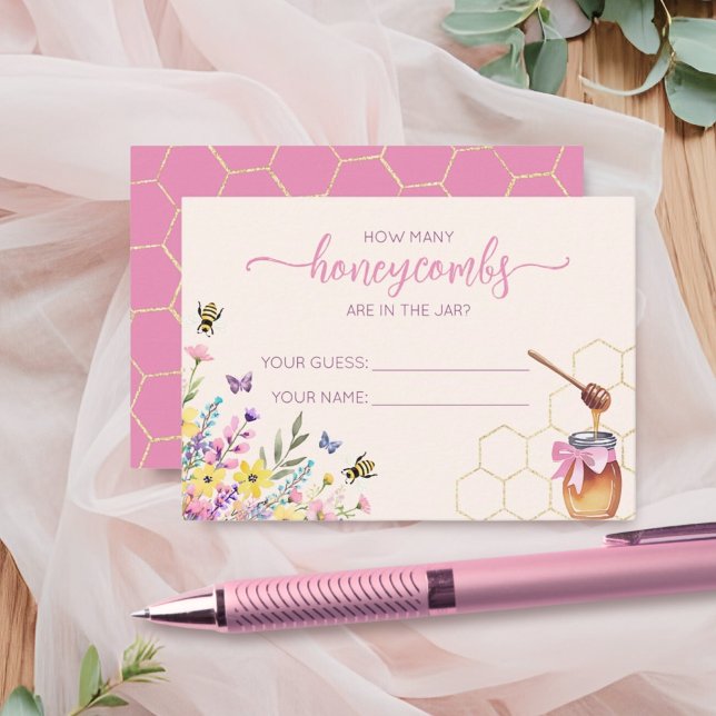 Carte D'accompagnement Un Petit Douche À Miel Devine Le Billet Honeycombs (Créateur téléchargé)
