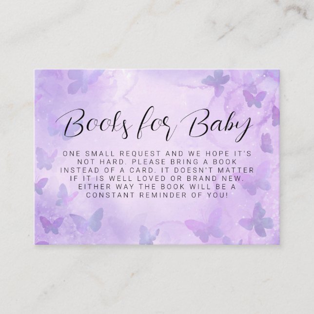 Carte D'accompagnement Un petit papillon Purple Shower Livres pour bébé (Devant)